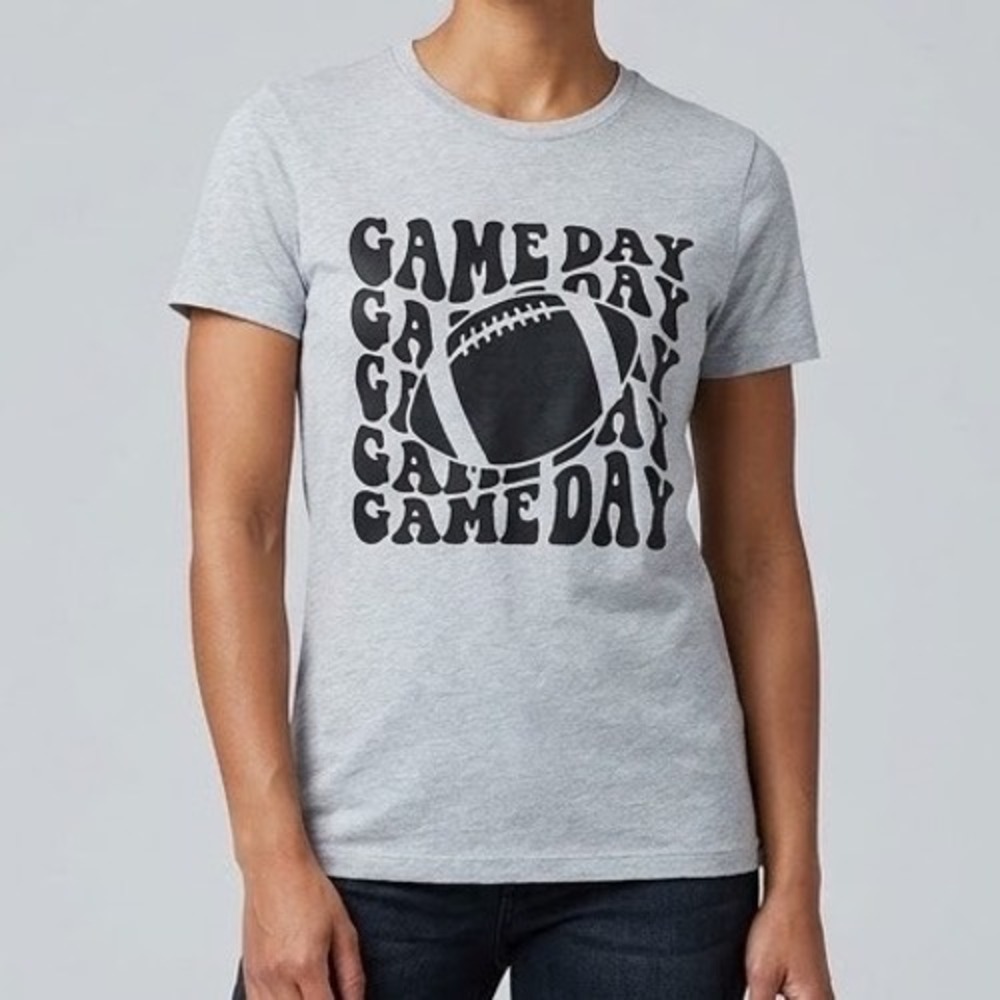 Versona Graphic Tee Women XS Gray Game Day Football Short Sleeve Casual Sporty